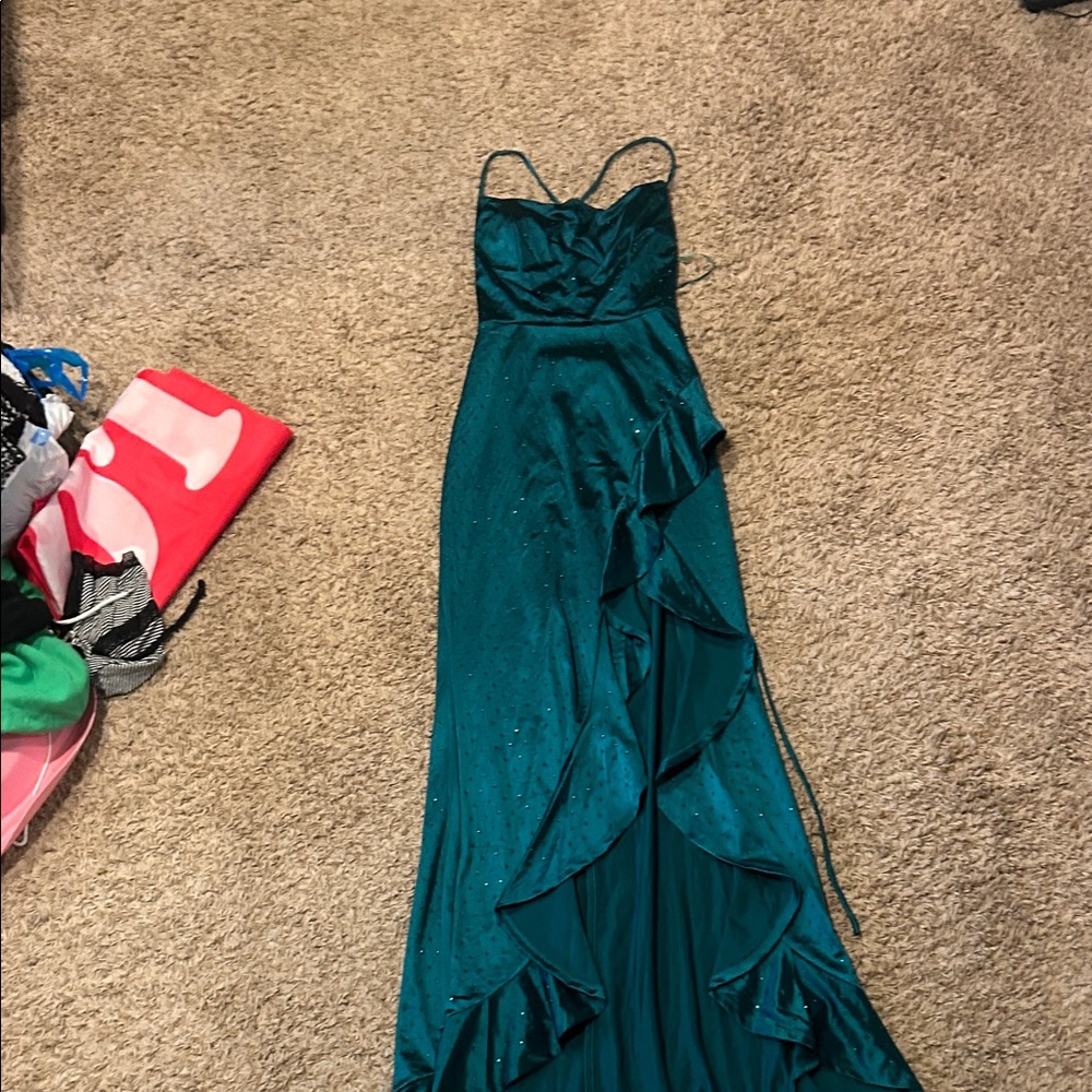 Crystal Doll Teal Prom Dress